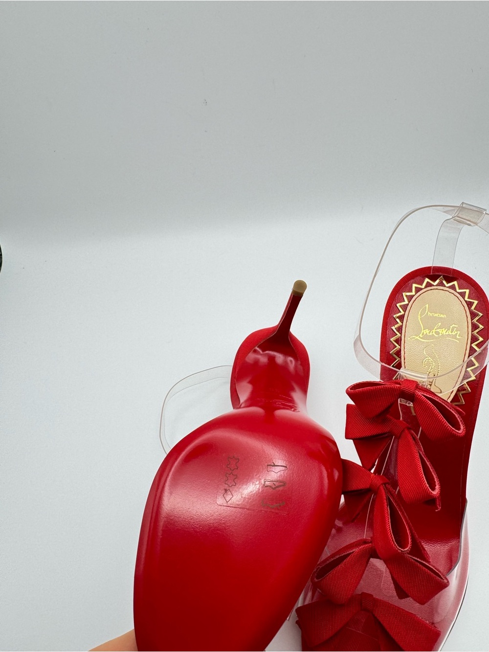 Christian Louboutin Bow Bow 100 PVC Grosgrain Version Red 20th Anniversary EU 36 - Picture 5 of 10